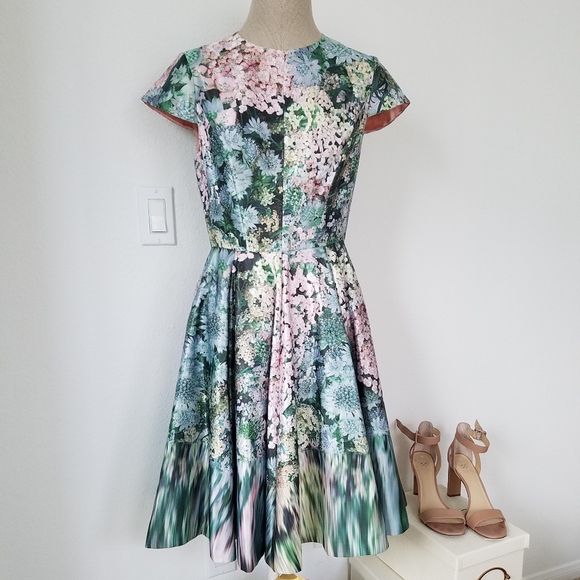 Ted Baker DIXEE Glitch Floral Fit & Flare Dress. - Picture 1 of 8